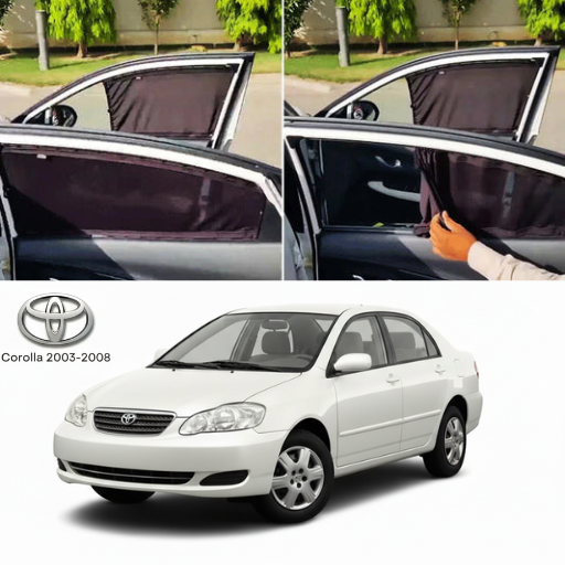 Toyota Corolla 2003–2008 Railing Curtains Premium Sunshade Window Curtain Set