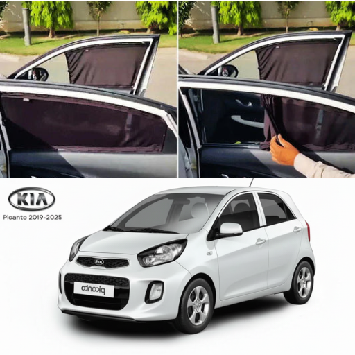 Kia Picanto 2019–2025 Railing Curtains Premium Sunshade Window Curtain Set