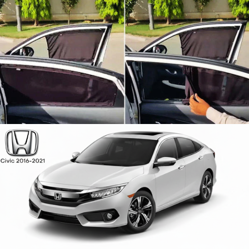 Honda Civic 2015–2021 Railing Curtains Premium Sunshade Window Curtain Set