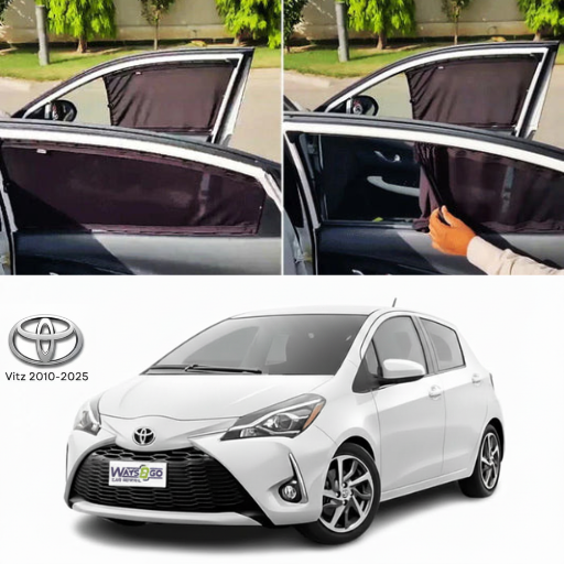 Toyota Vitz 2010–2025 Railing Curtains Premium Sunshade Window Curtain Set