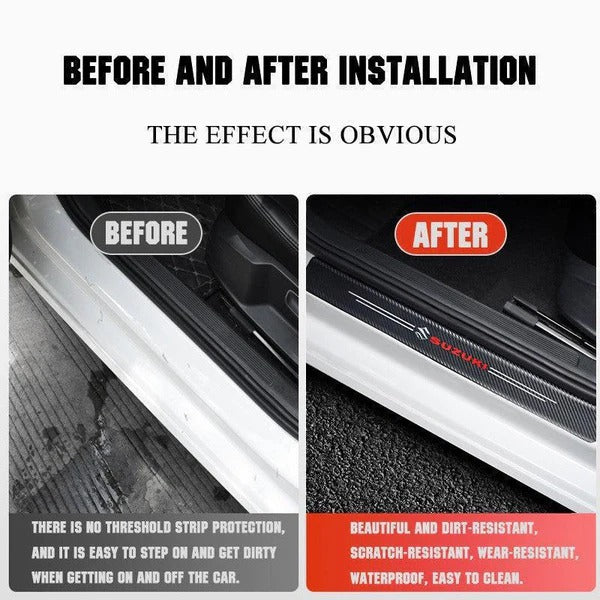 Textured Carbon Fiber Car Door Sill Protector