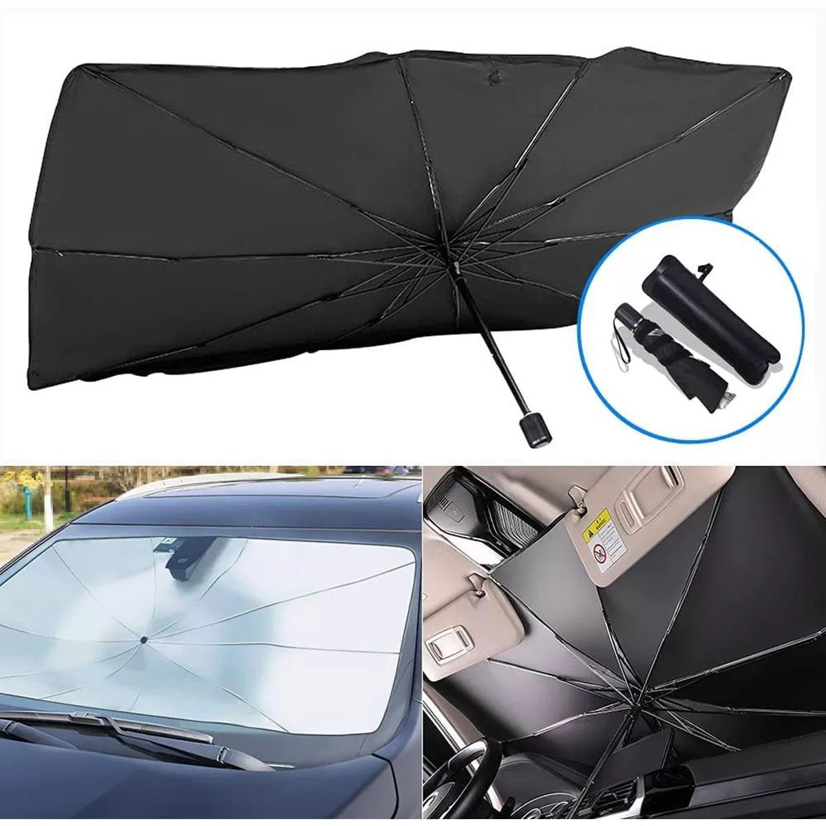 Car Windshield Sun Shade Umbrella – Foldable UV Protection Front Window Sunshade Cover | Heat Reflective Car Umbrella Sunshade for All Cars.
