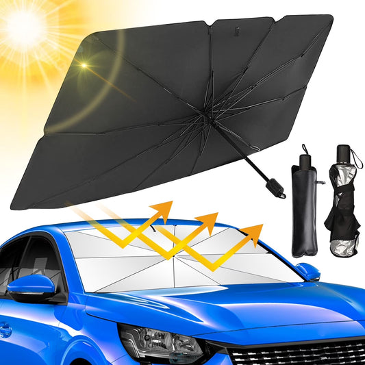 Car Windshield Sun Shade Umbrella – Foldable UV Protection Front Window Sunshade Cover | Heat Reflective Car Umbrella Sunshade for All Cars.
